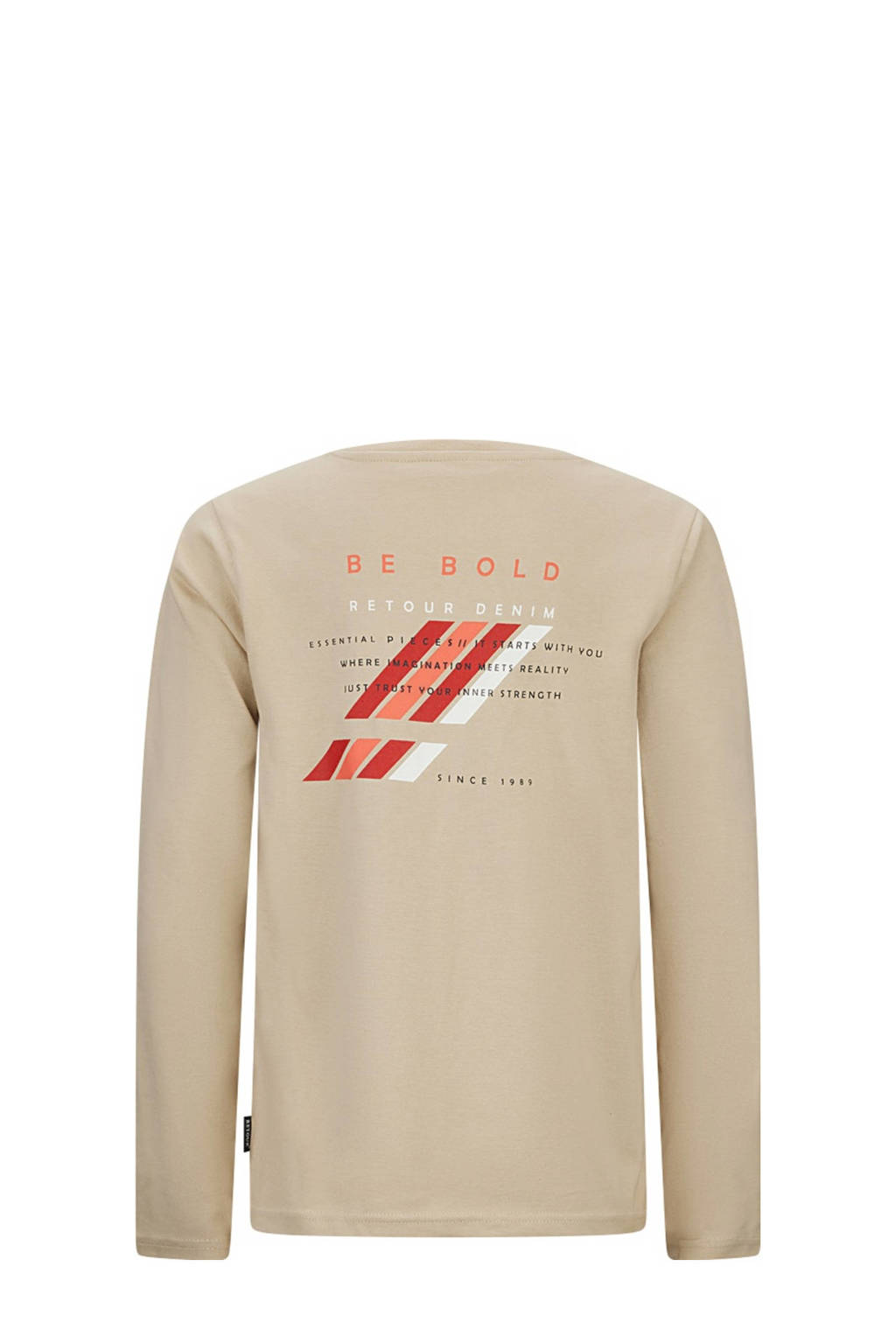 Retour Jeans longsleeve Colin met backprint lichtzand