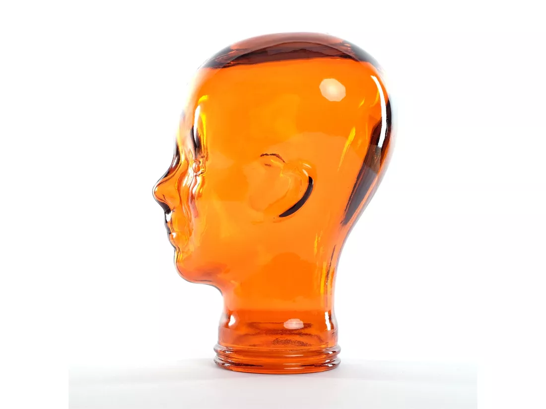 SUPPORT DE CASQUE MICK Verre orange transparent
