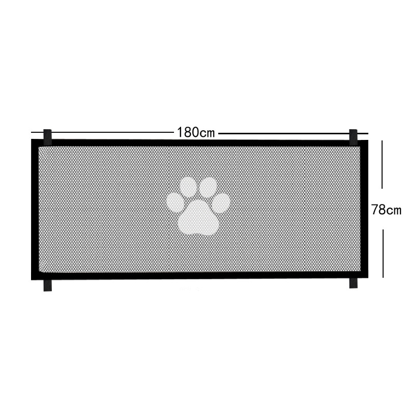 (78x180cm) Nylon Hunde Schutzgitter Netz Haustier Sicherheitsschutz Tür / Treppen Barriere - Schwarz