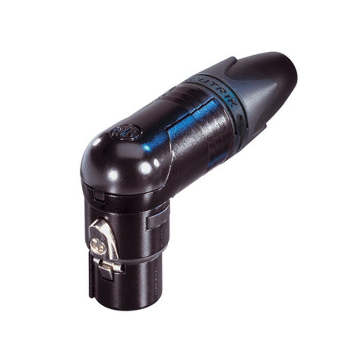 Neutrik NC3FRX-B 3p XLR female kabeldeel haaks zwart, verguld