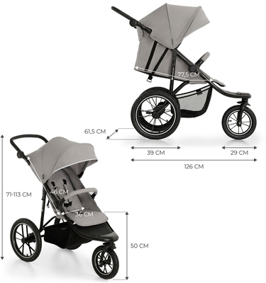 Kinderkraft HELSI 2 Terrengvogn, Grey