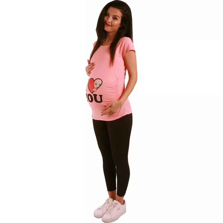 M.M.C. Umstandsshirt I Love You mit Motiv Lachsfarbe