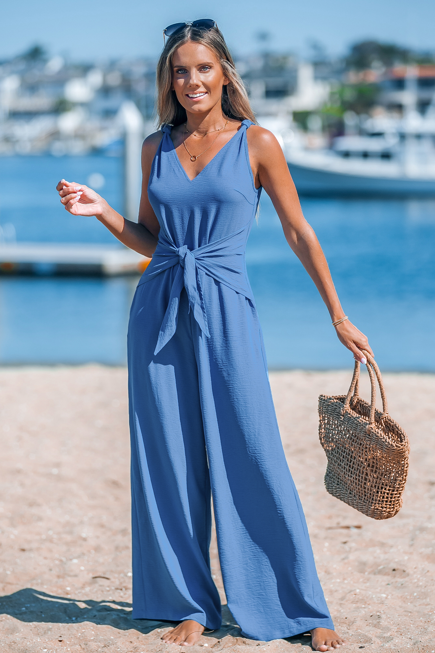 Combinaison avec taille à nouer bleu royal