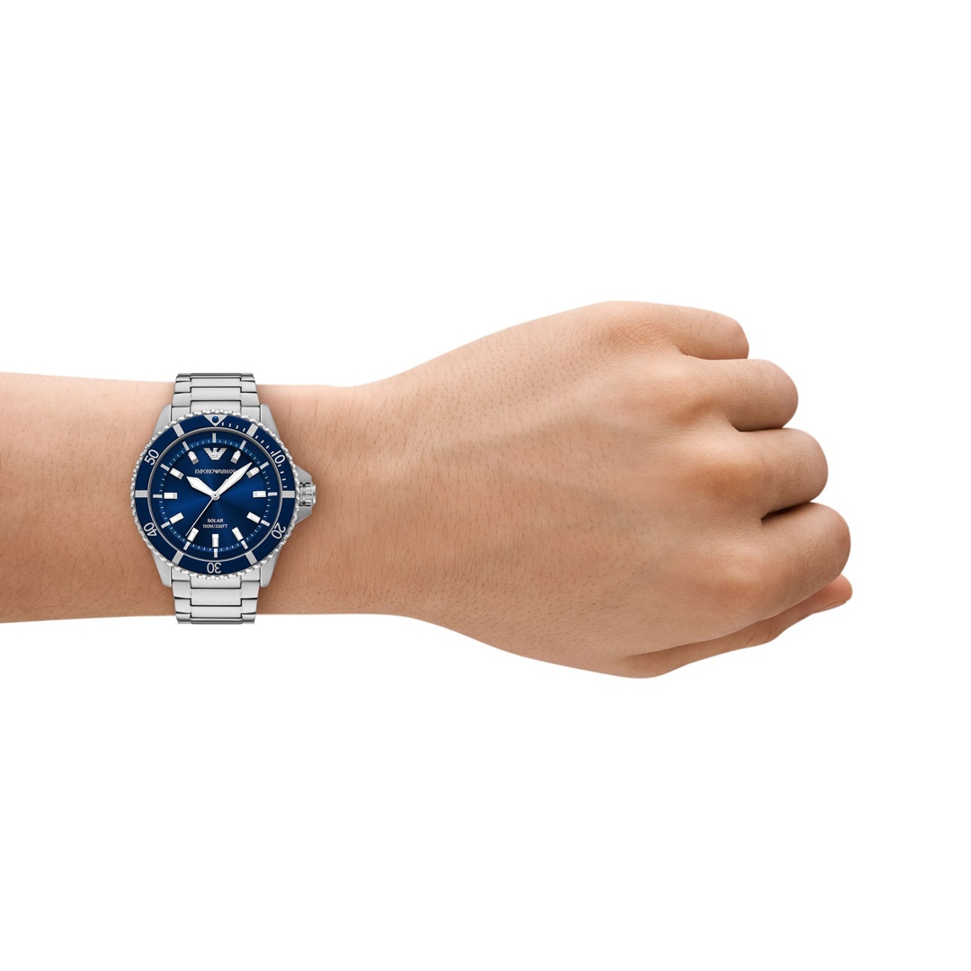 Emporio Armani Diver World Explorer Solar Silbrig / Blau