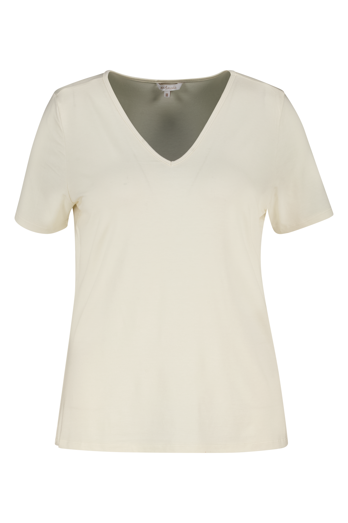 T-shirt met V-hals Cream