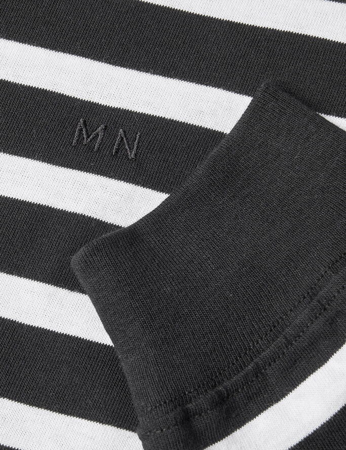 Mads Nørgaard - Copenhagen Cotton Jersey Stripe Frode Tee LS Hvid sort striber