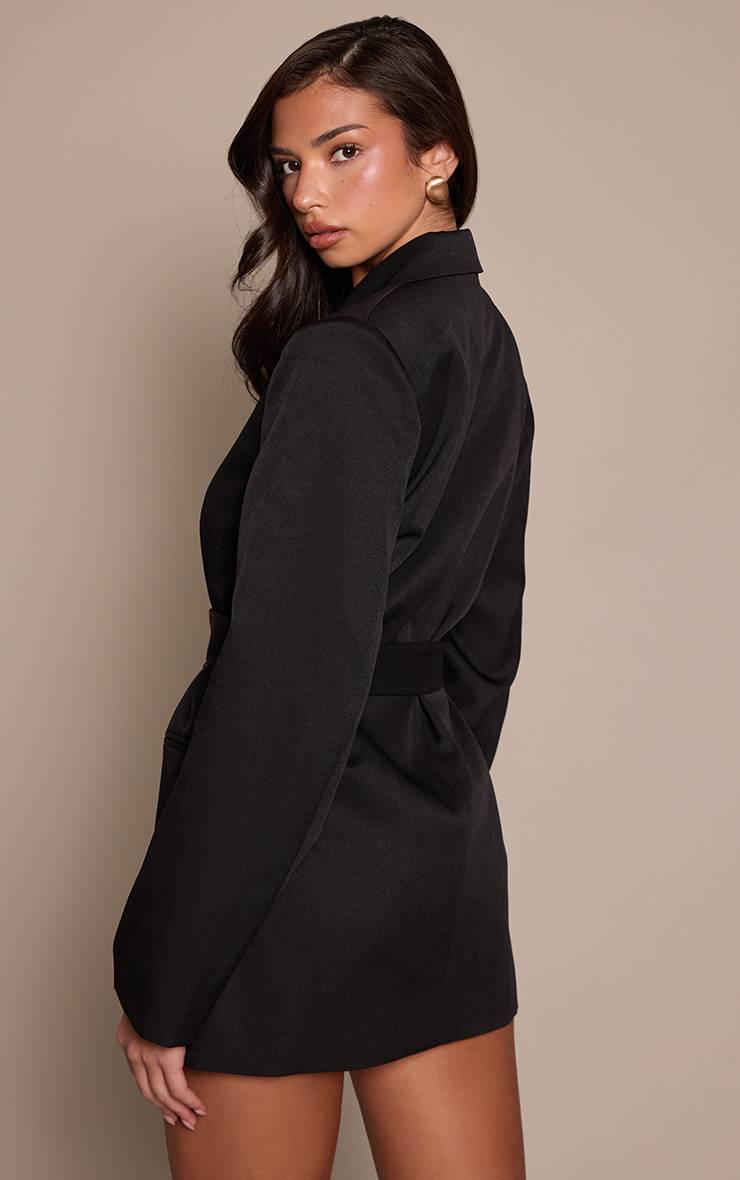 Noir Robe Blazer Cache-cœur Avec Ceinture
