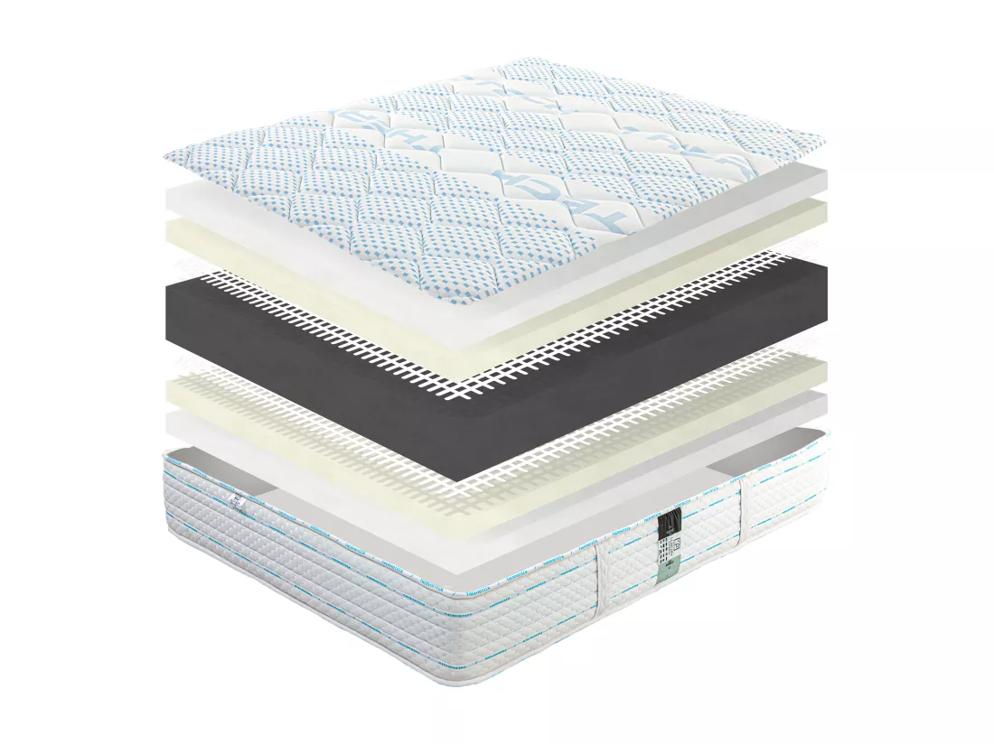 Matelas 140x190 cm, Thermotec, 24 cm, mémoire de forme, ferme + 2 oreillers + couette