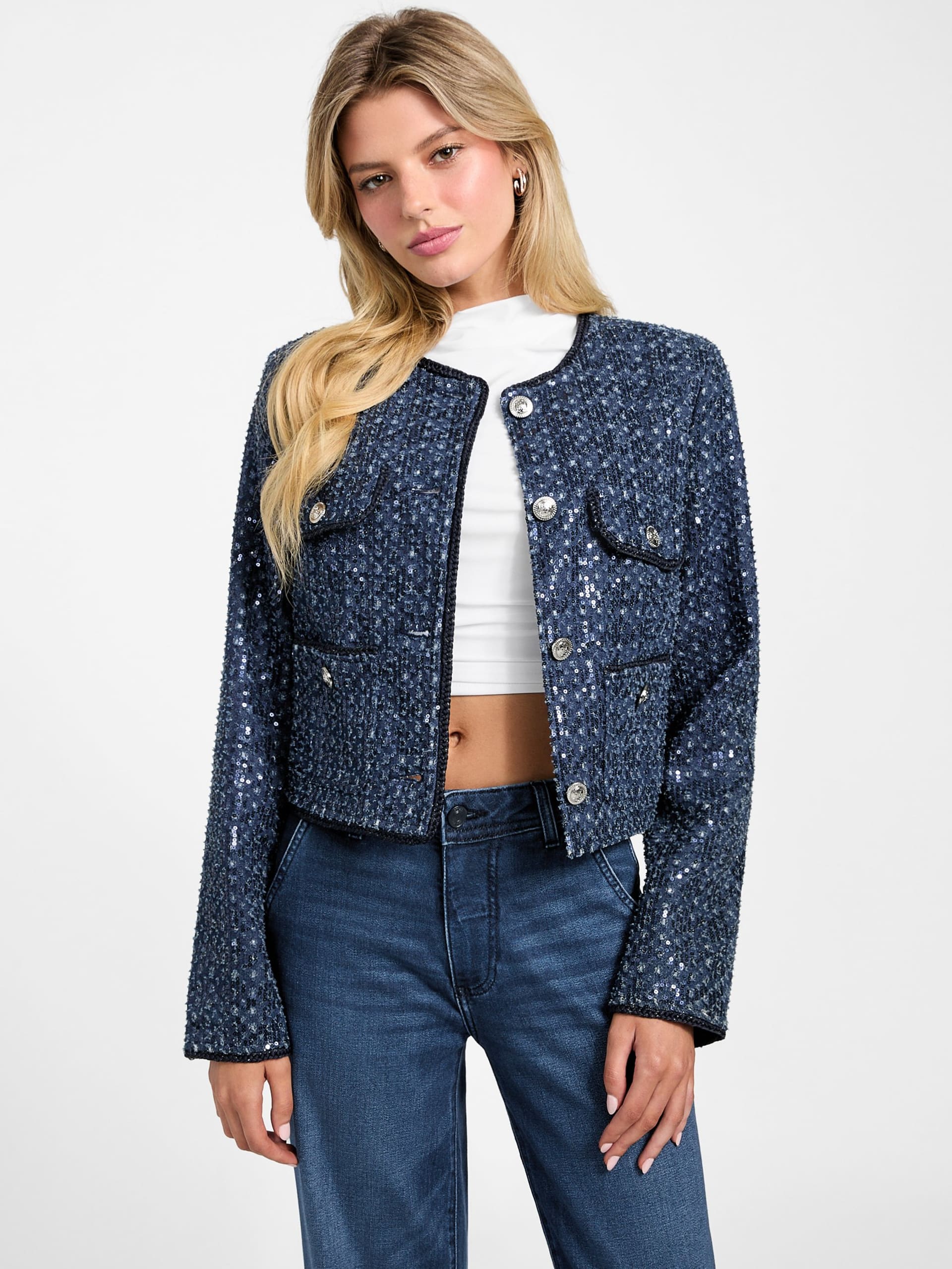 Jaqueta jeans com lantejoulas Elisa