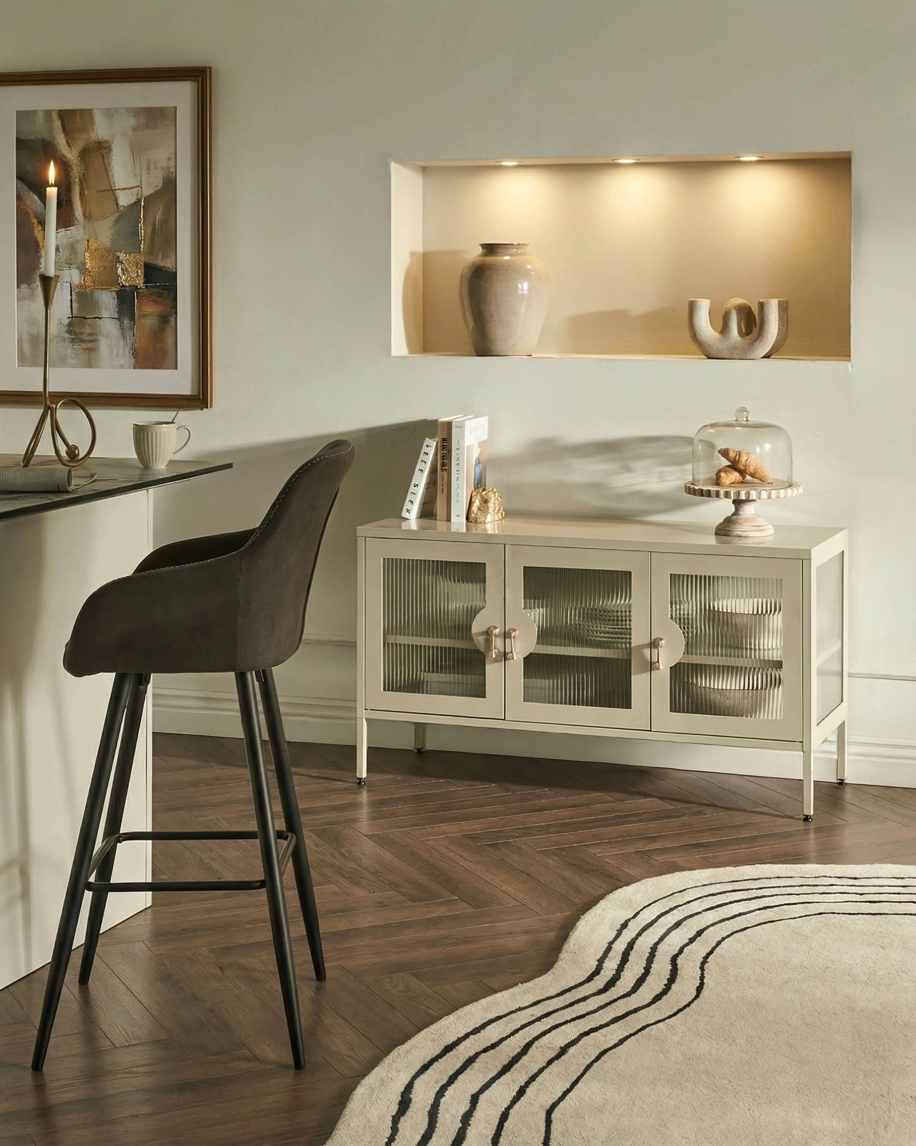 Dressoir met 3 deuren GLEORA Metaal Lichtbeige