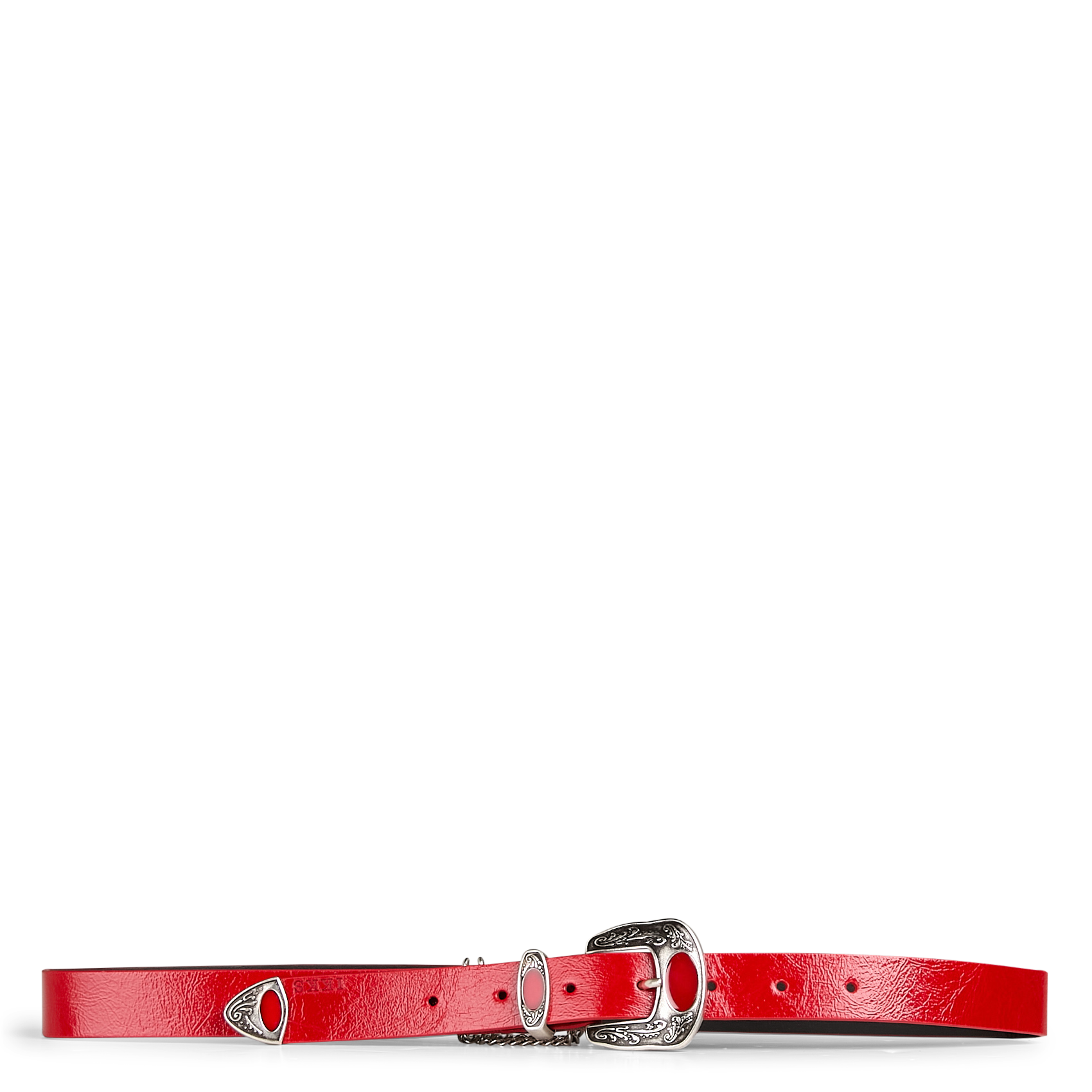 Ceinture fine en cuir | Rouge