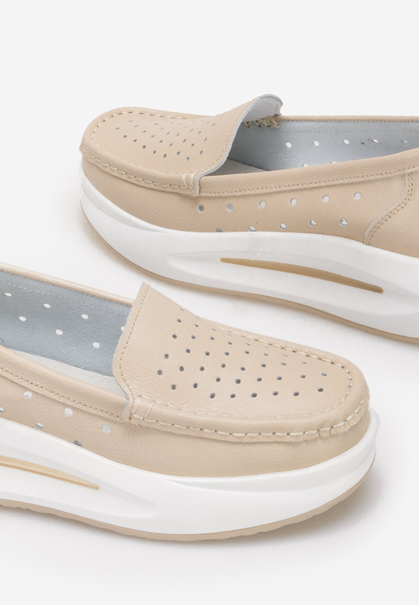 Mocassins à semelle épaisse beige Laurea