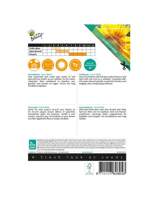 Buzzy Sunny Flowers - Zonnebloem King Kong - Bloemenzaden - 4 g