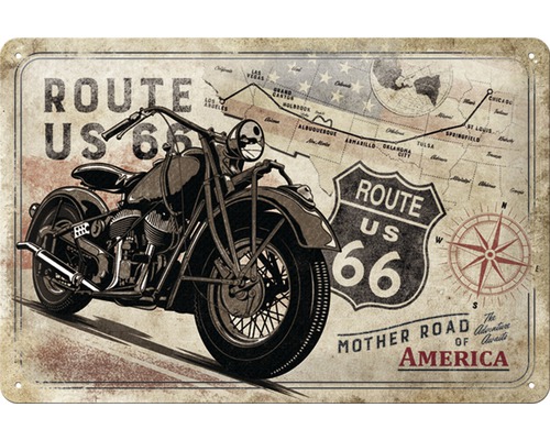 Blikken bord Route 66 Kaart 30x20 cm