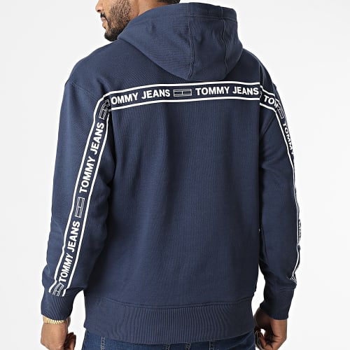 Sweat Capuche Col Zippé Tommy Tape 2934 Bleu Marine