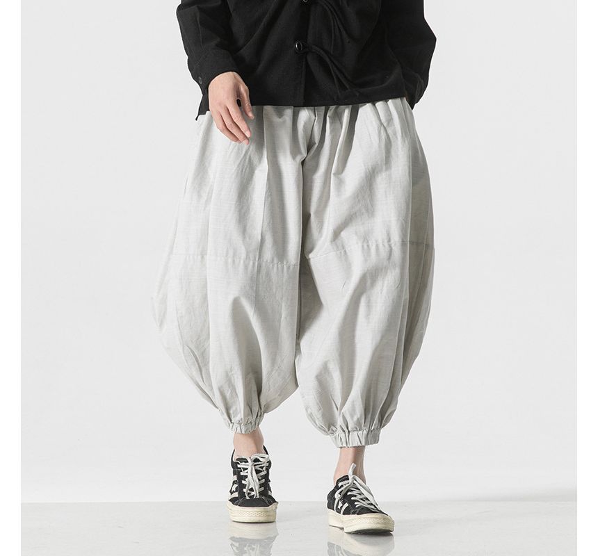 Blueforce - Effen cropped harembroek met elastische taille