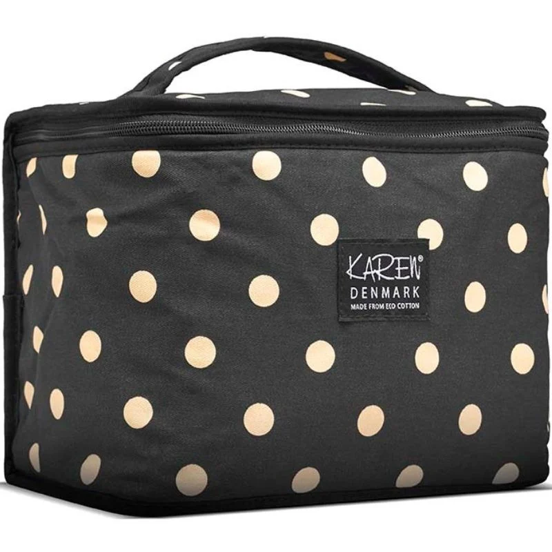 Karen Denmark - Beauty Box ECO Cotton - Black With Beige Dots - Toilettaske