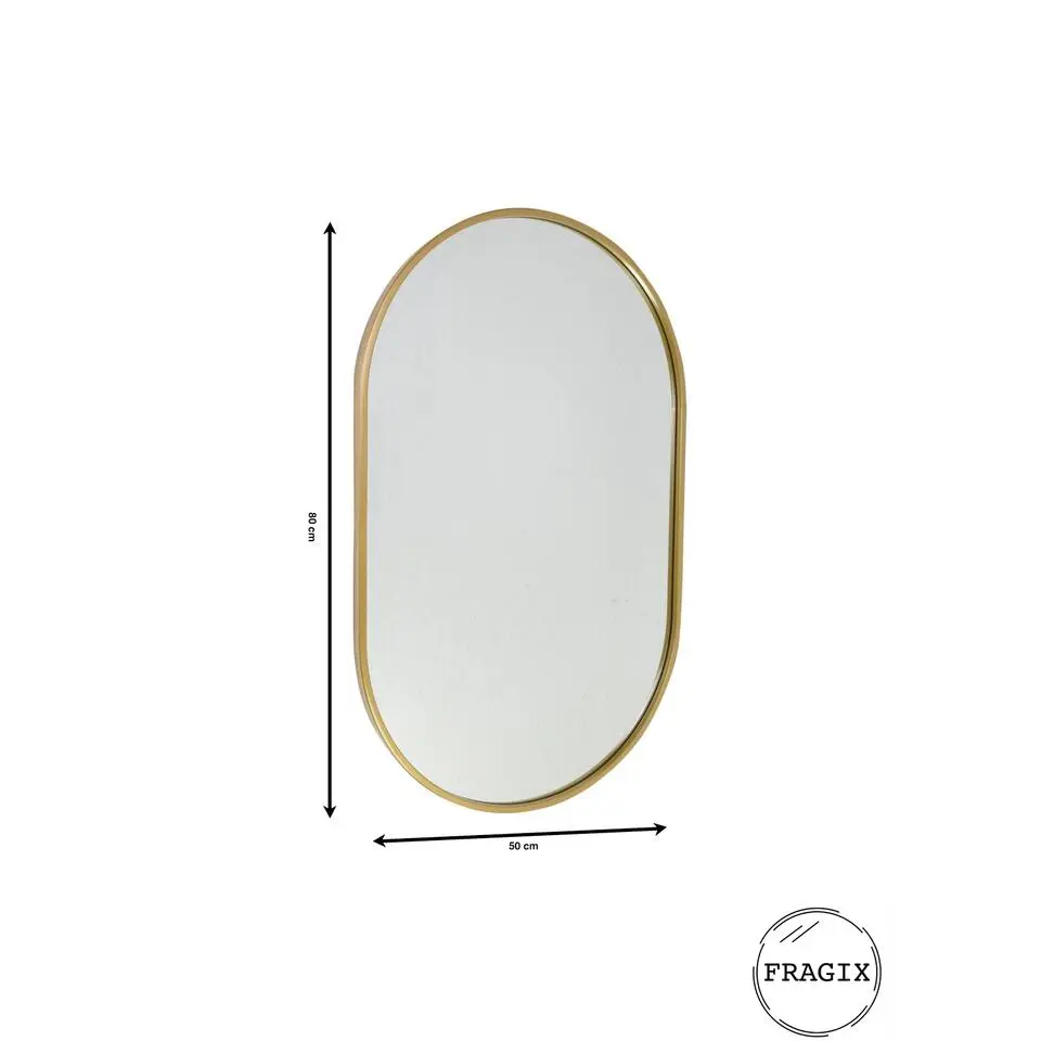 Fragix Boston Spiegel Ovaal - Goud - Metaal - 80x50
