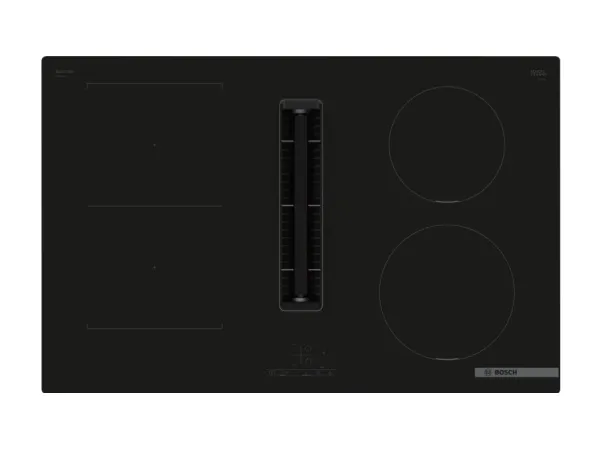 Bosch Serie | 4 PVS811B16E - Induktions kogeplade - 4 plader - Niche - bredde: 75 cm - dybde: 49 cm - Klasse B - rammeløs - sort med downdraft-udstødning (ekstraktion og recirkulation med ekstra ekstraktion og recurkulationssæt)