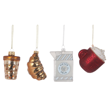 Christmas Goods glasfiguur kersthanger ontbijt divers per stuk
