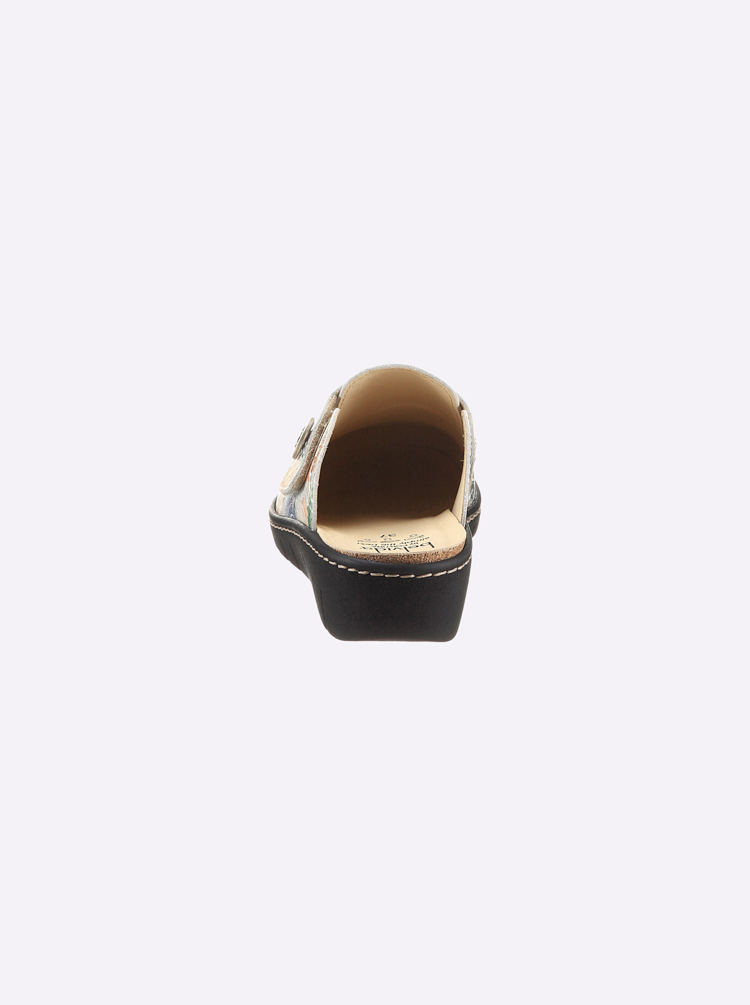Belvida Clog in oliv-bedruckt