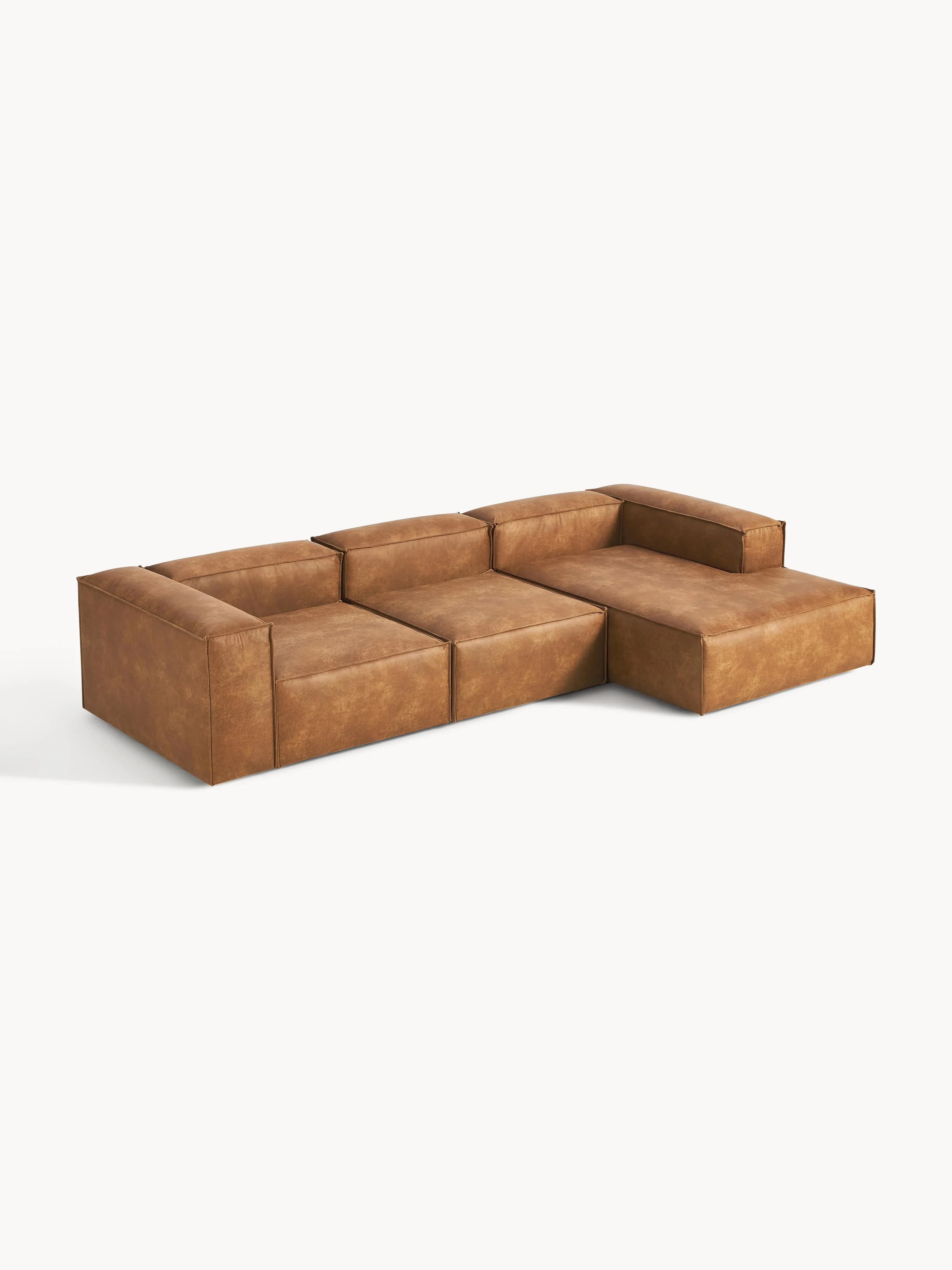 Modulaire hoekbank van gerecycled leer Lennon (4-zits)