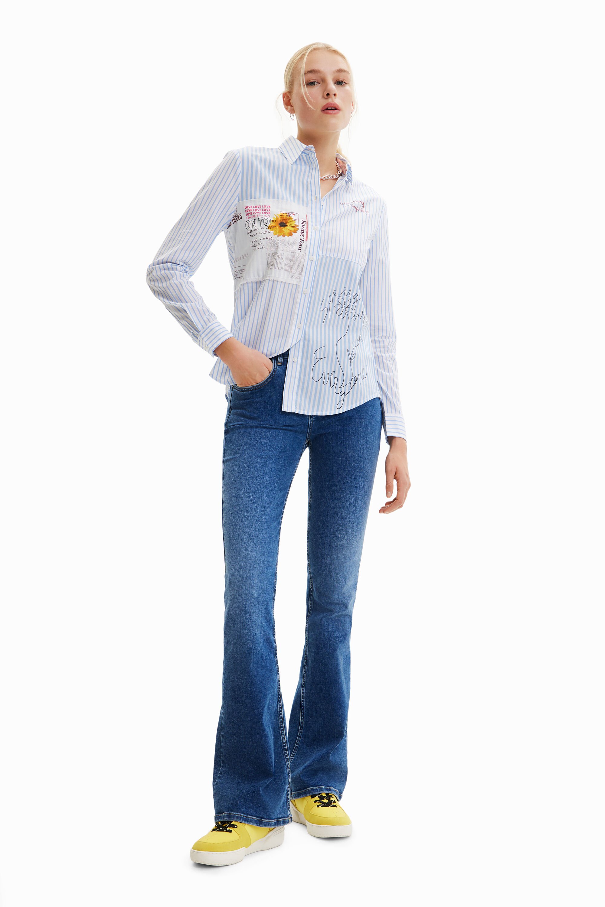 Chemise rayures patchwork