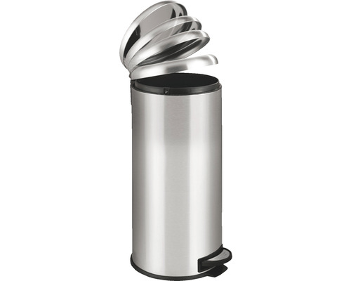 Wenko Leman Easy Close pedaalemmer, 30 l, glanzend grijs