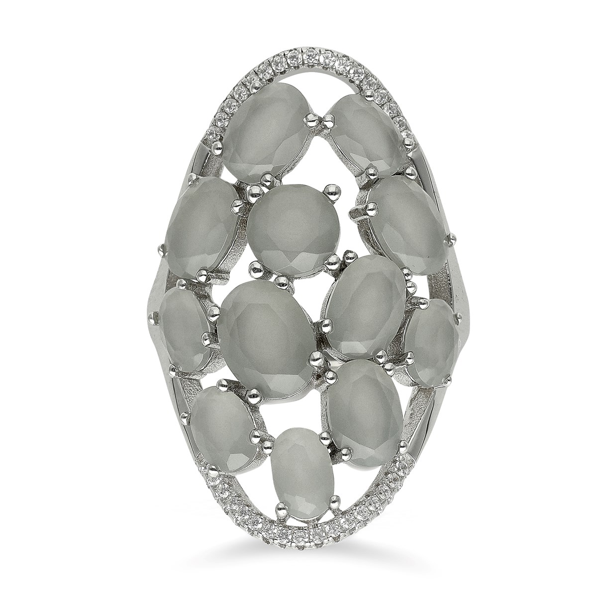 Bague Asymetrique Pierres Grise