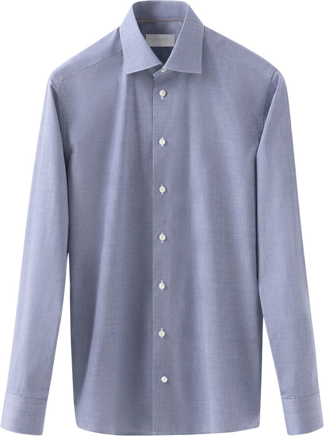 ETON Slim Fit Dark Blue Chambray Elevated Poplin Shirt Blå