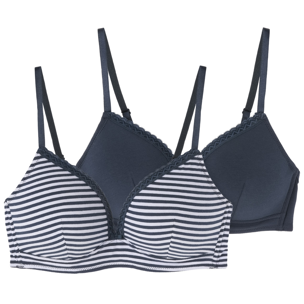 Famy 2 Damen Soft-BHs im Set dunkelblau / weiss