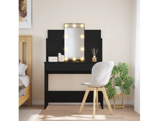 VIDAXL - Coiffeuse avec lumières led noir 96x40x142 cm
