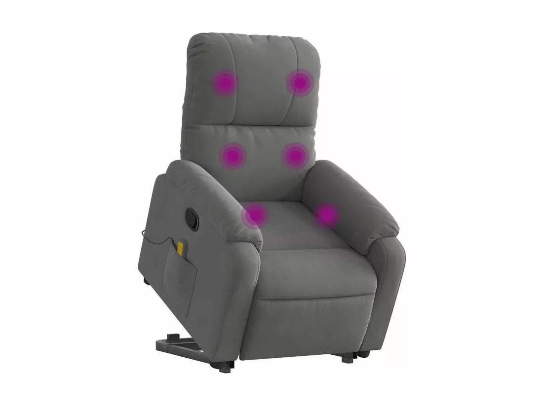 Fauteuil inclinable massant gris foncé tissu microfibre