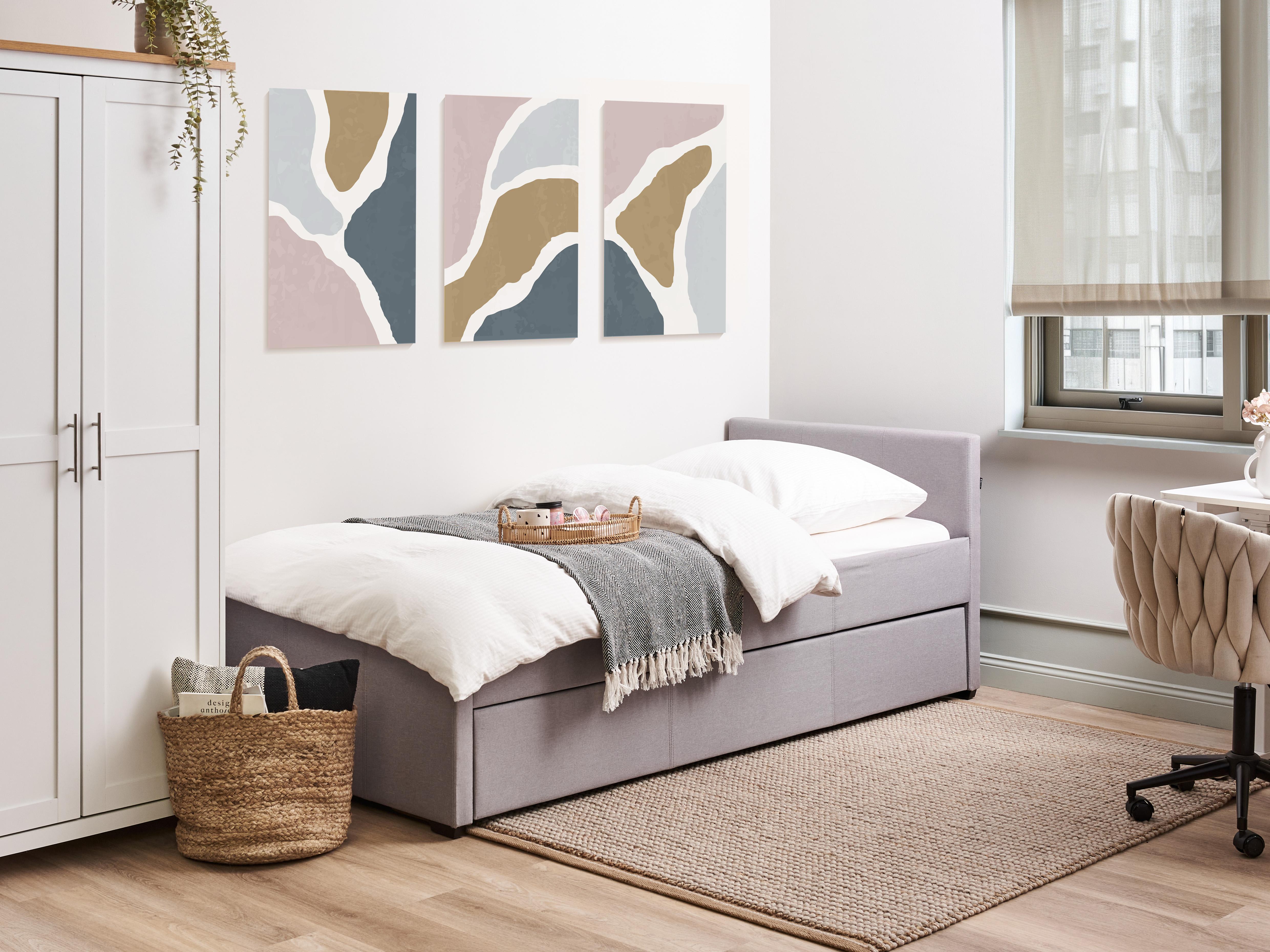Onderschuifbed Stof MARMANDE 90 x 200 cm Lichtgrijs