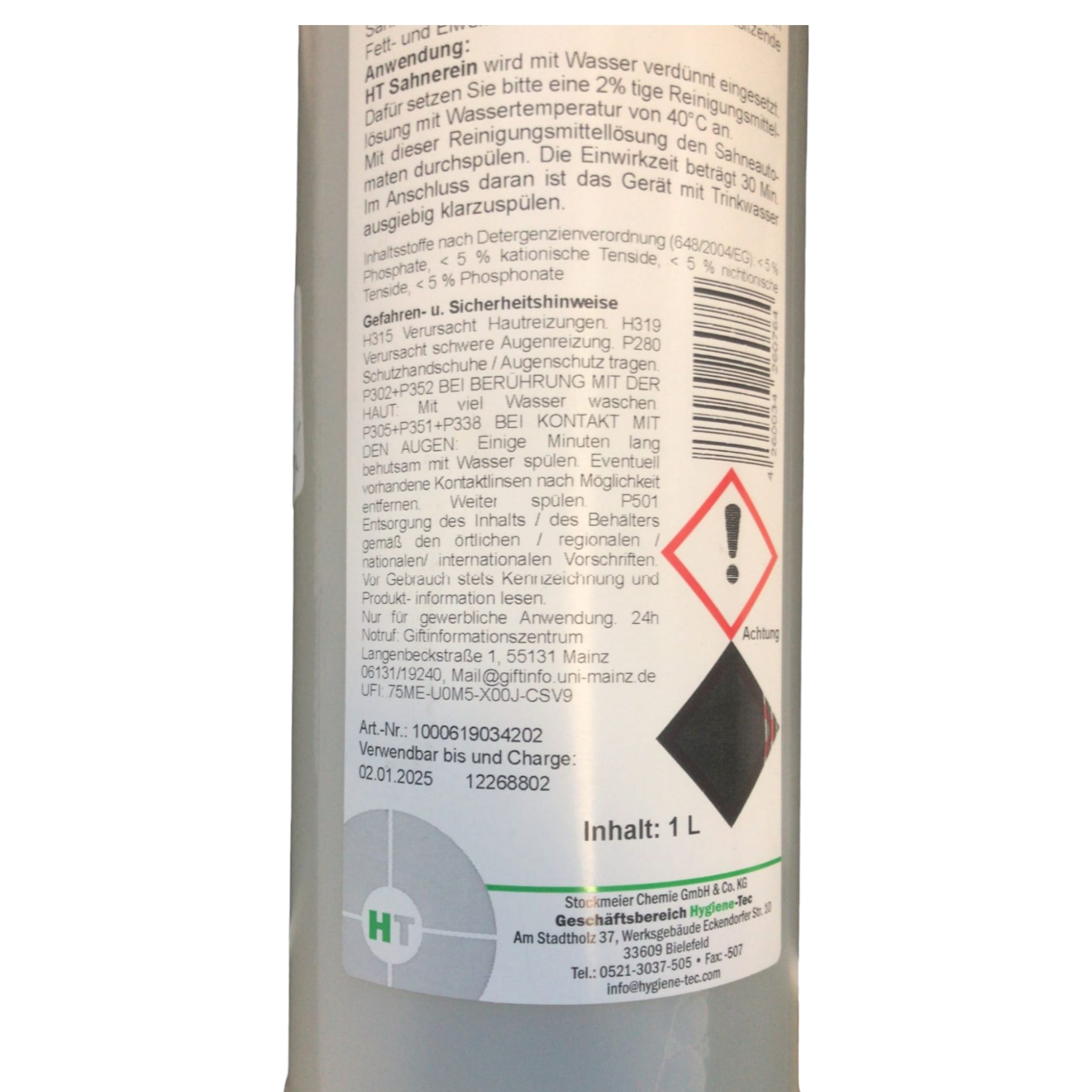 Sahneautomatenreiniger HT Sahnerein MHD:2.1.25