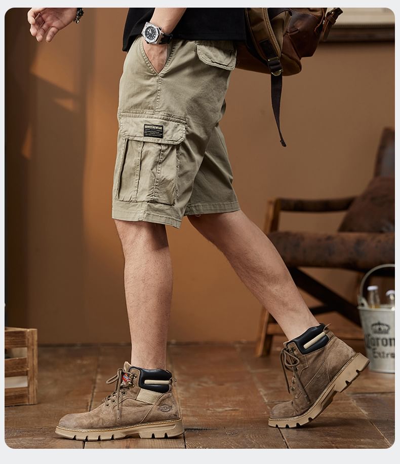 Savenne - Mid Rise Plain Cargo Shorts