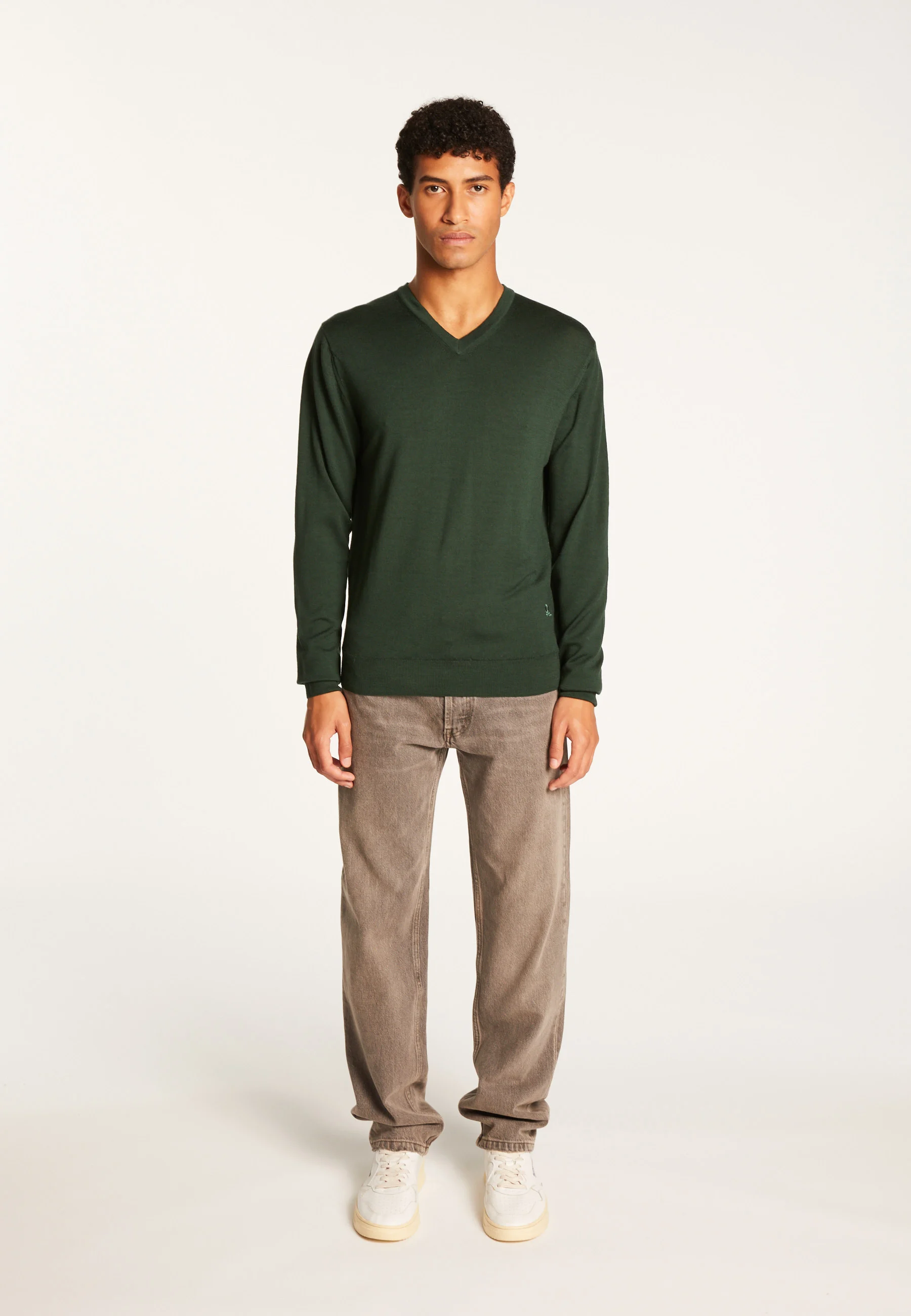 ELMOAH24 - Pull col v en laine mérinos | Vert