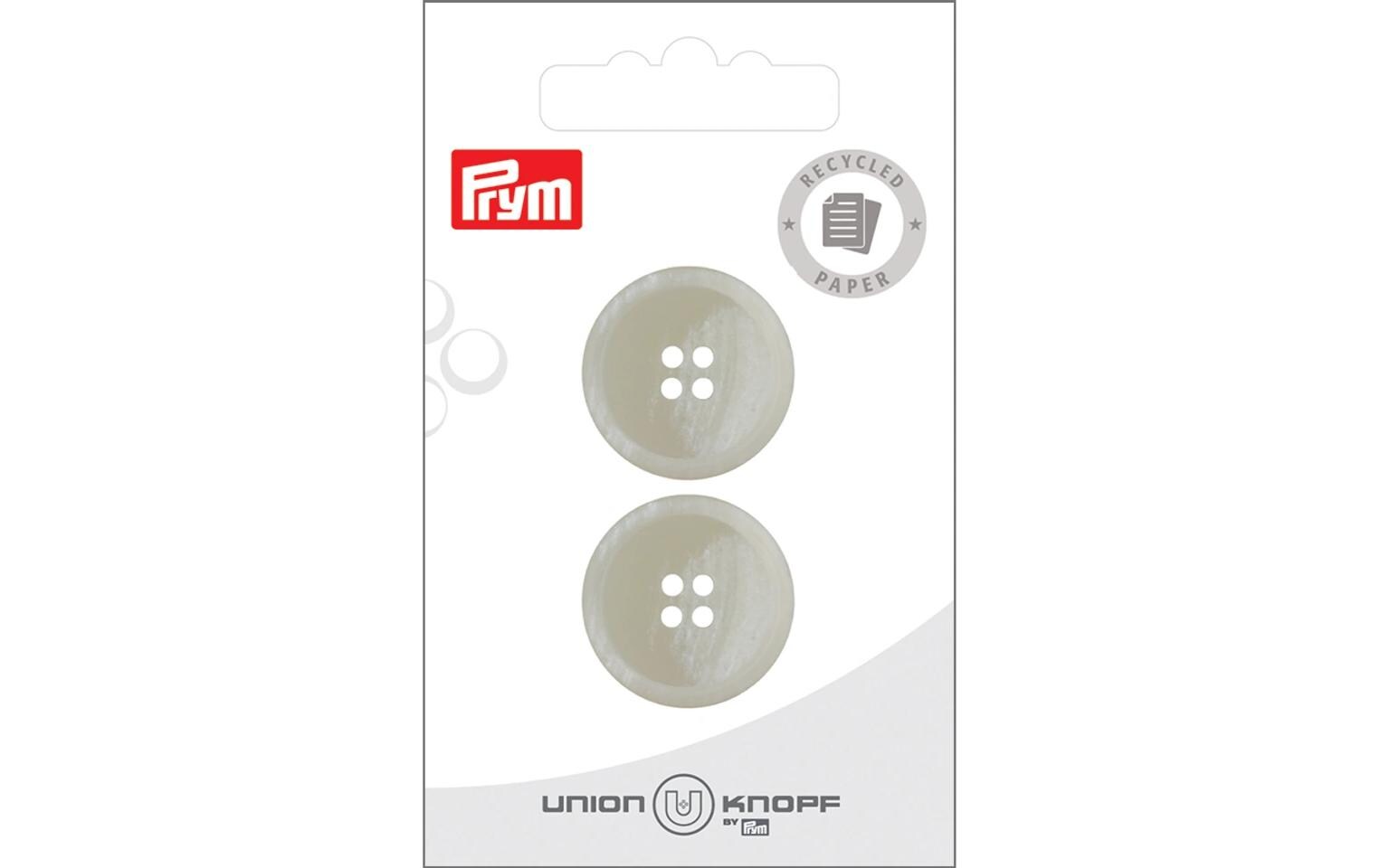 Knöpfe Papier/Polyester 23 mm, 2 Stück, CrèmeKnöpfe mit 4 Löchern