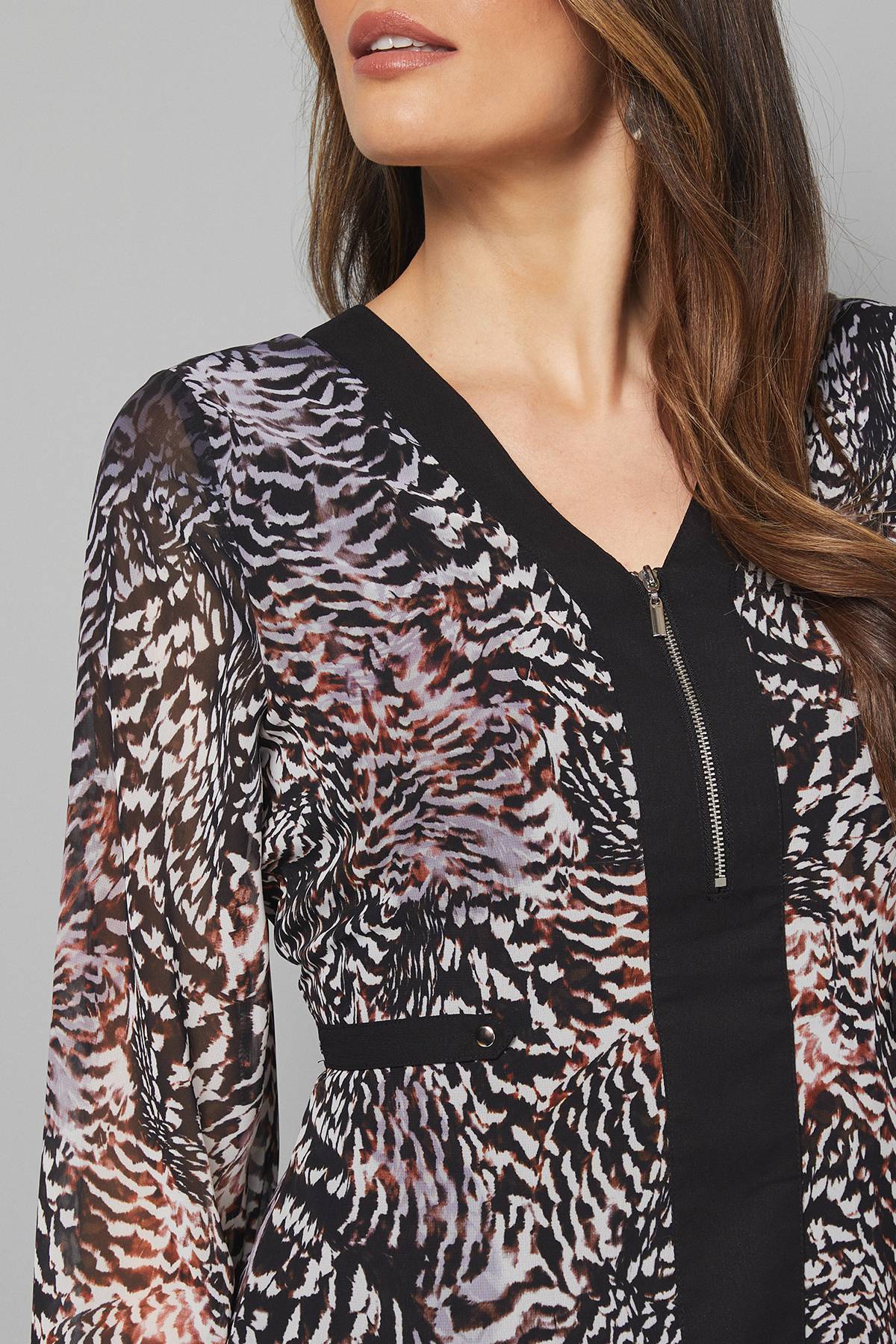 Wallis Robe Midi à Zip Imprimé Animal Ombré Floral