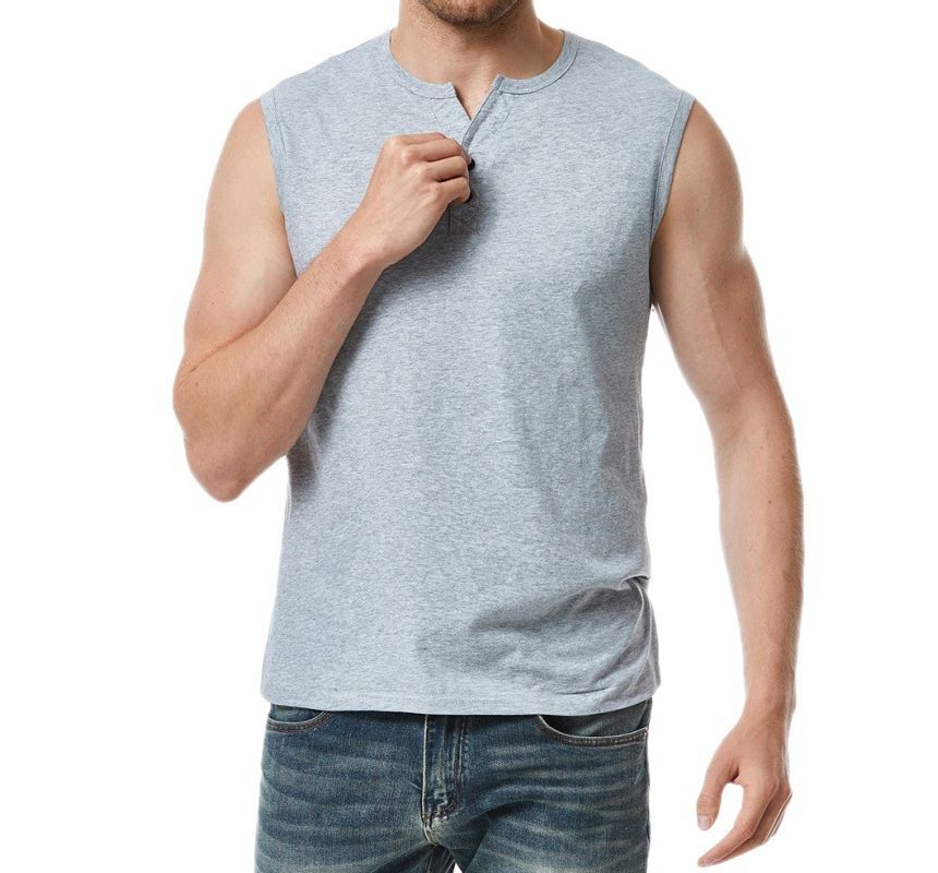 FORSETI - Henley tanktop met ronde hals en effen patroon
