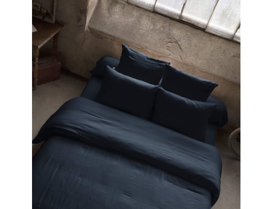 TERRE DE NUIT - Housse de couette double gaze de coton marine 240x220 cm