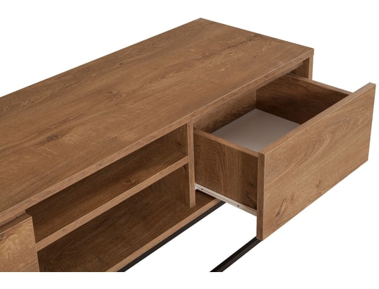 CONCEPT1 - Meuble TV Rodez 140 Noyer, Noir 140 x 50 x 40