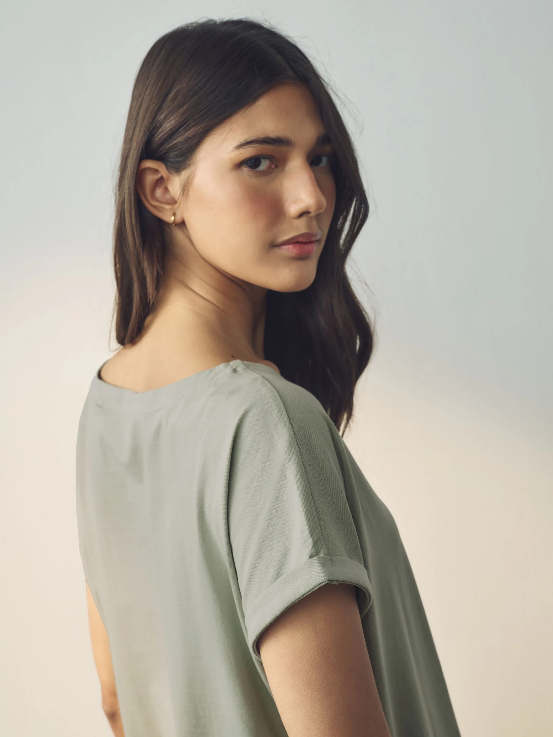 Ecru/Taupe/Bruin/Blauw/Geel - Set van 5 T-shirts met kapmouwtjes