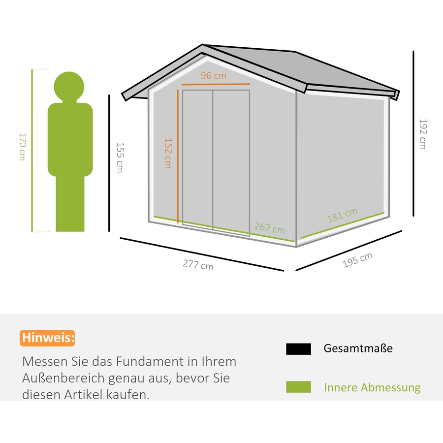 Outsunny Gartenschuppen gelb