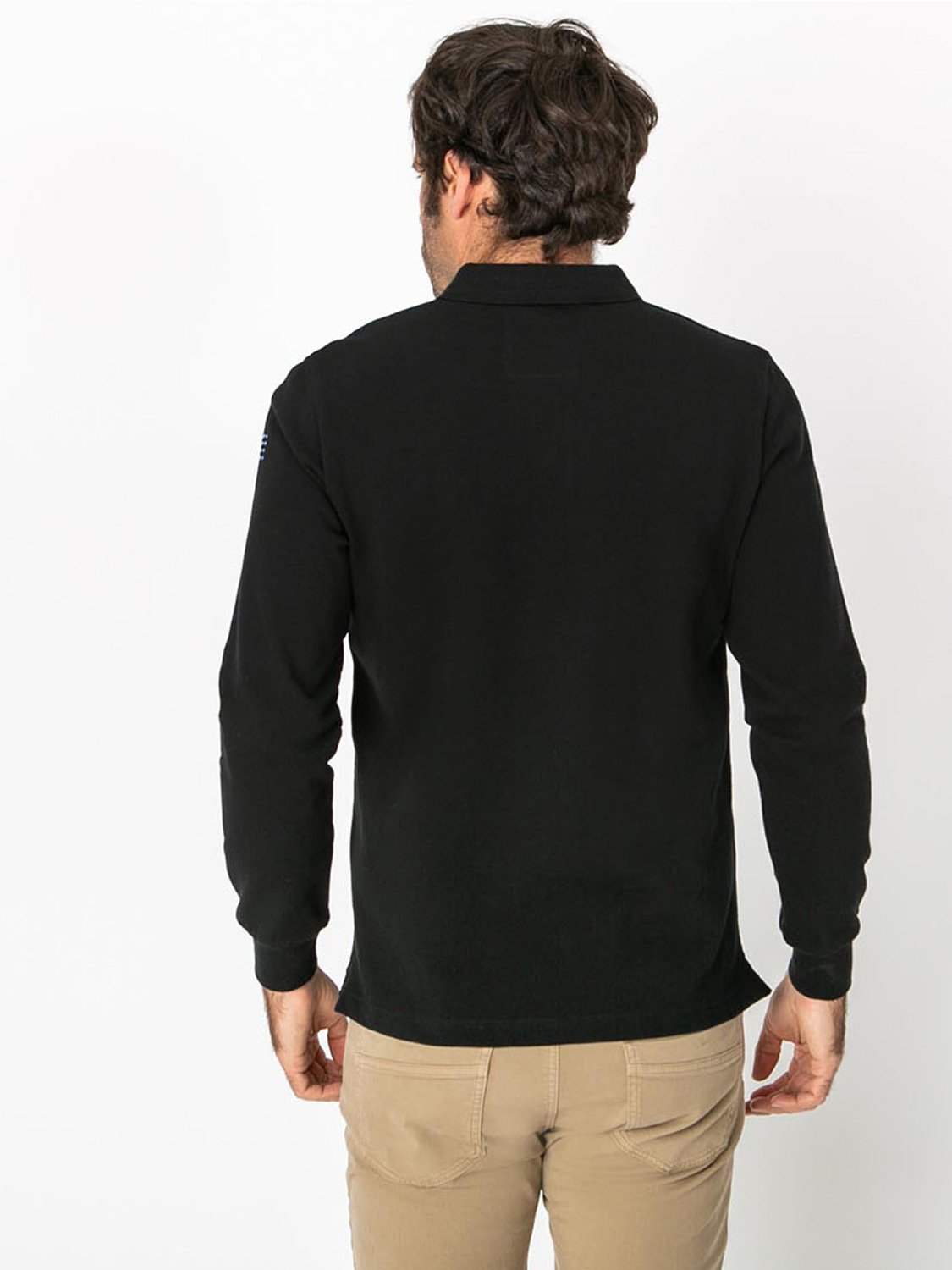 Polo Homme Manches Longues Coton Noir