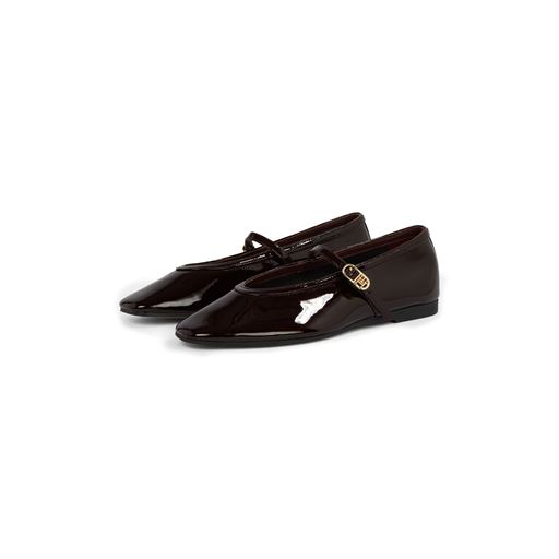 Tommy Hilfiger Mary Jane Ballerinasko, Burgendy Velvet, 38
