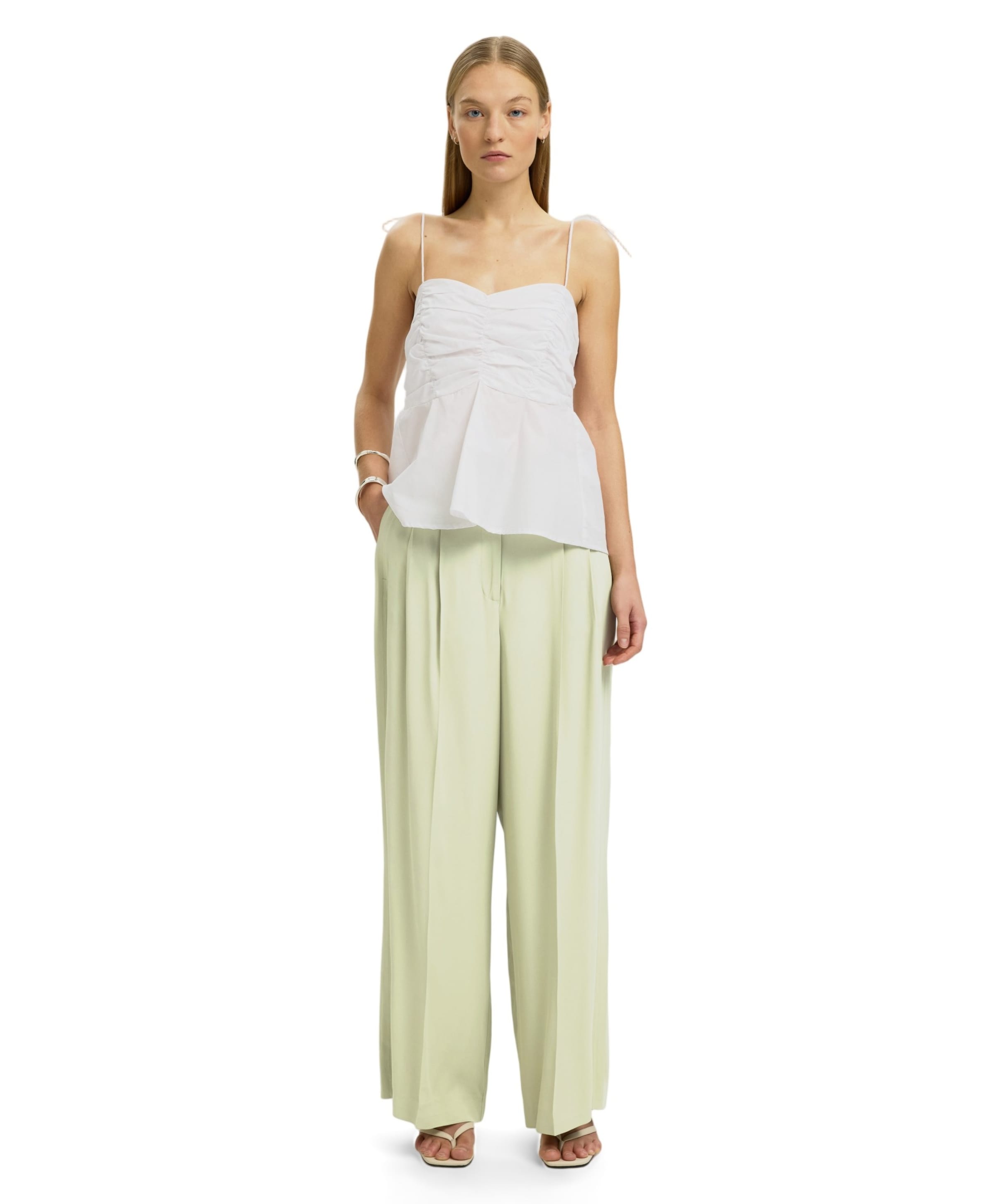 Selected SLFEXTRA WIDE ELLIE HW dames pantalon geel