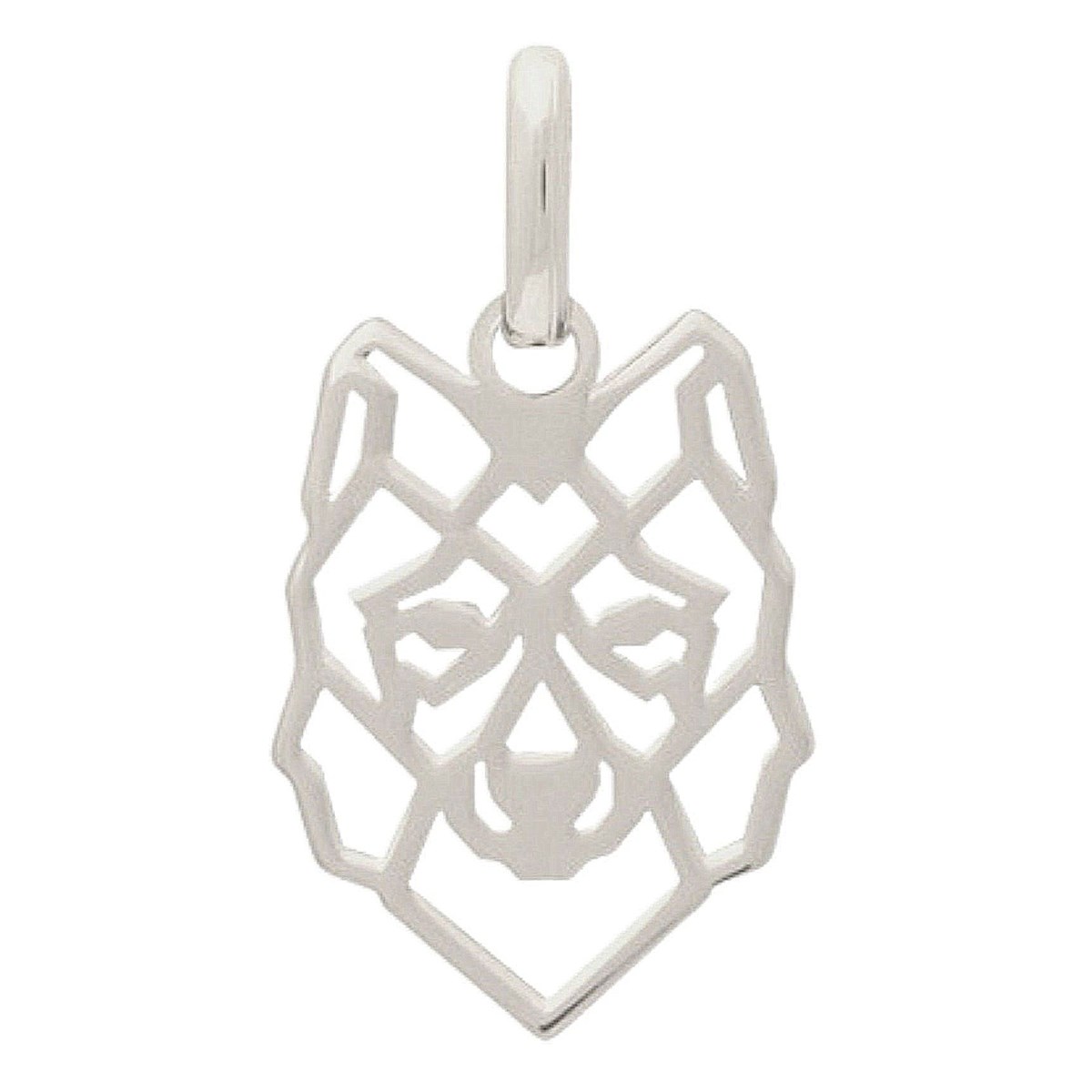 Pendentif totem origami tête de loup en argent 925°/00 + chaine