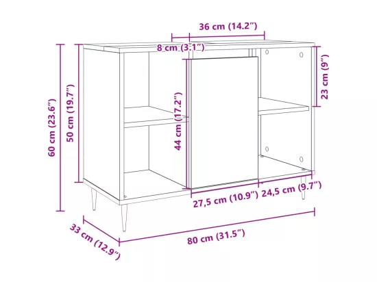 Armoire salle de bain chêne sonoma 80x33x60cm bois d'ingénierie