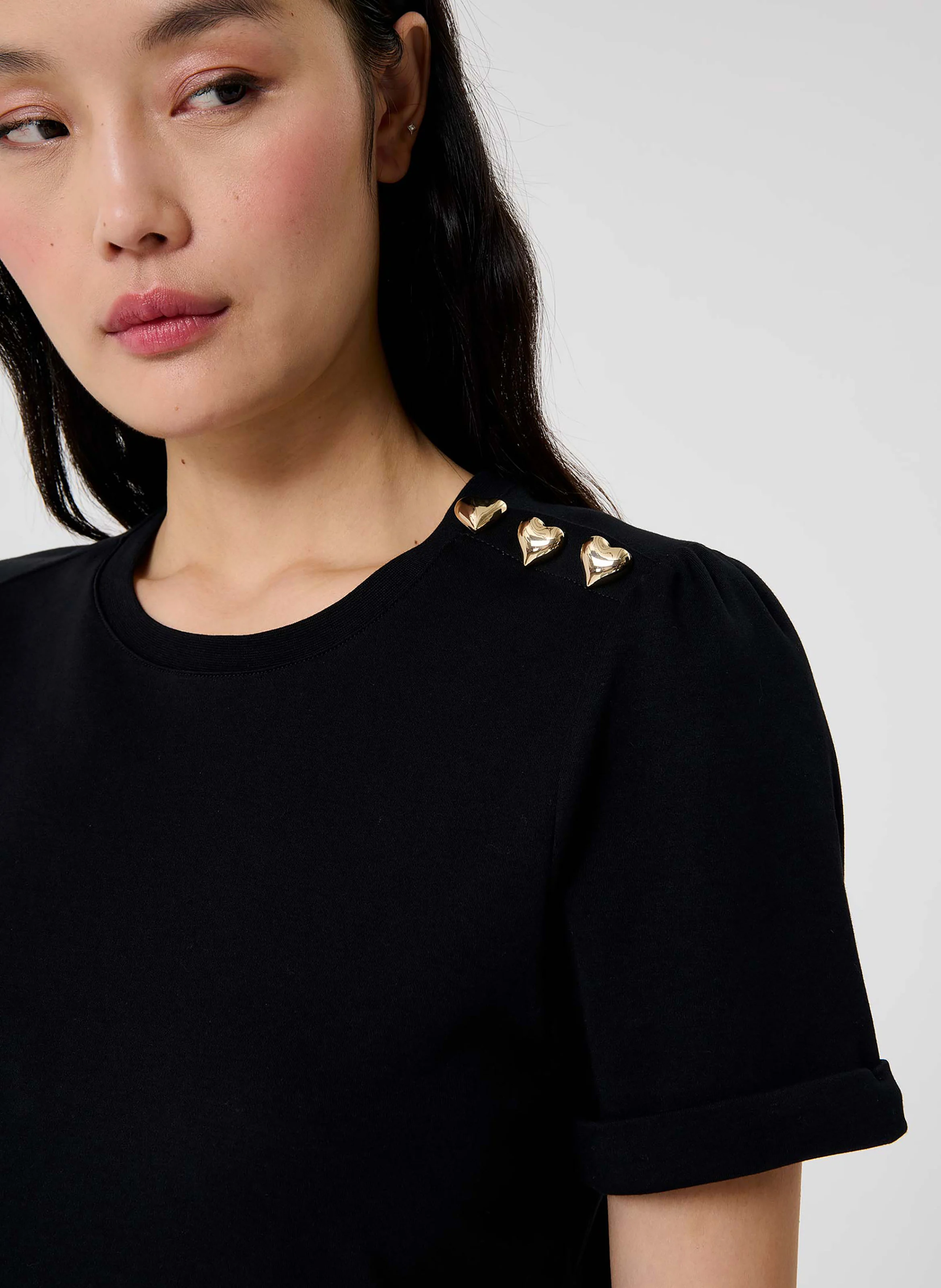 TAMPA - Tee-shirt col rond en coton | Noir